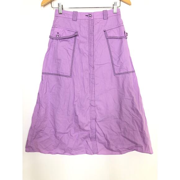Hofmann Copenhagen Elina Skirt Organic Cotton A-Line Midi Purple Size Small - Picture 6 of 16